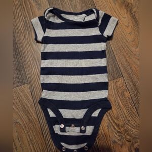 0-3 Month Carter's Navy and Gray Striped Onesie